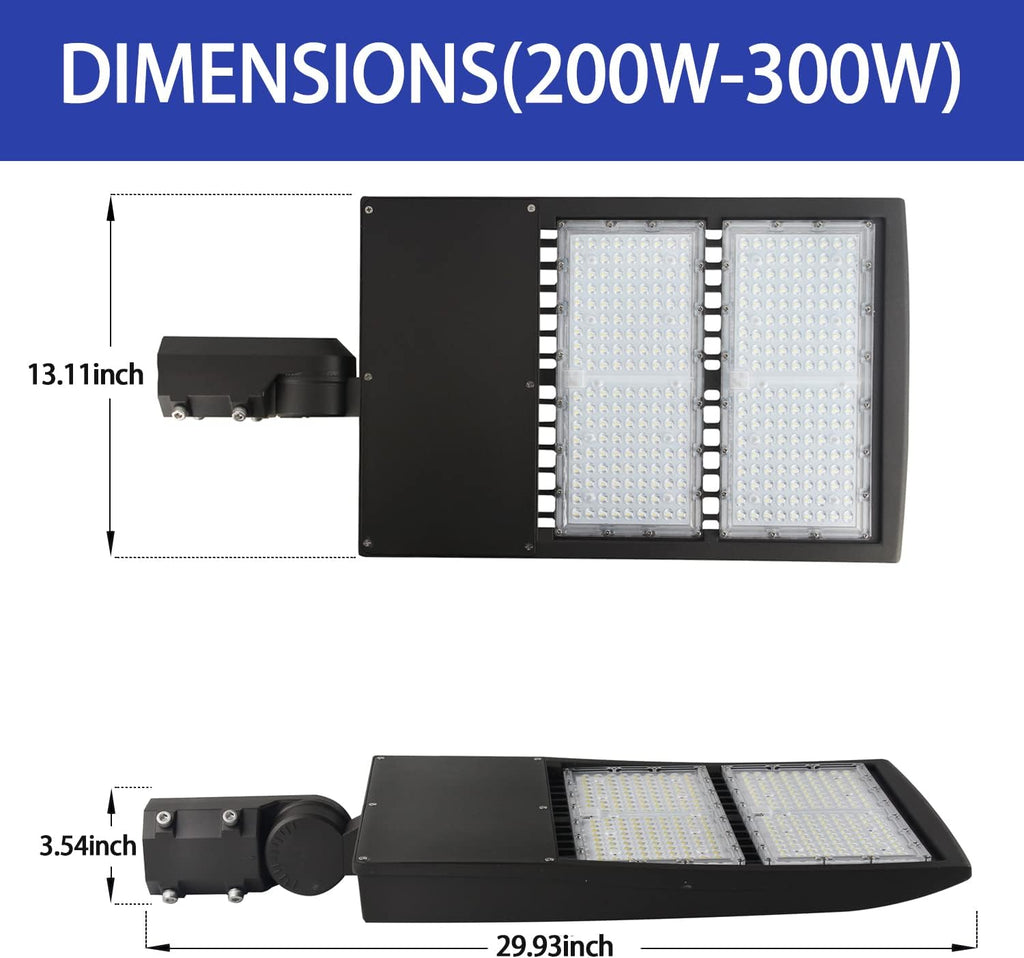 OSTEK 300W LED Parking Lot Light with Dusk to Dawn Photocell,Slip Fitter Mount 5000K LED Area Lights, 42000lm Shoebox Light, Commercial Outdoor Pole Street Light, [800W HID/HPS Equiv.] UL&DLC Listed
