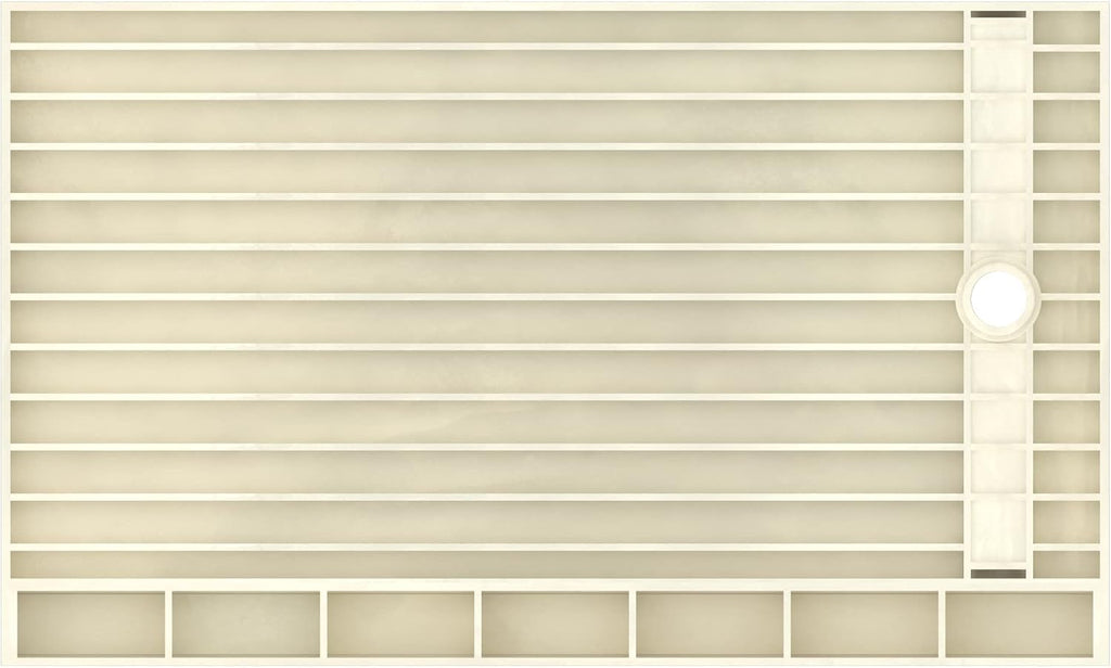 Tile Redi RT3660L-PVC-SQPC Shower Pan with Left Drain- Single Curb Shower Base, 2' PVC Drain, and Grate Included, 60' Width x 36' Depth