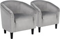 Yaheetech Barrel Chairs, Furry Accent Chairs with Soft Padded Armrest for Living Room Bedroom Waiting Room Office, Set of 2, Gray