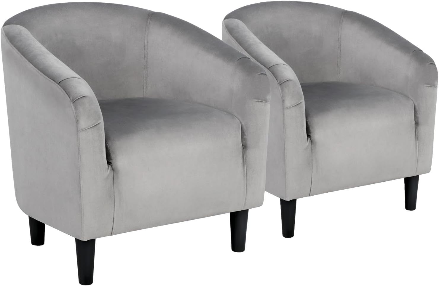 Yaheetech Barrel Chairs, Furry Accent Chairs with Soft Padded Armrest for Living Room Bedroom Waiting Room Office, Set of 2, Gray
