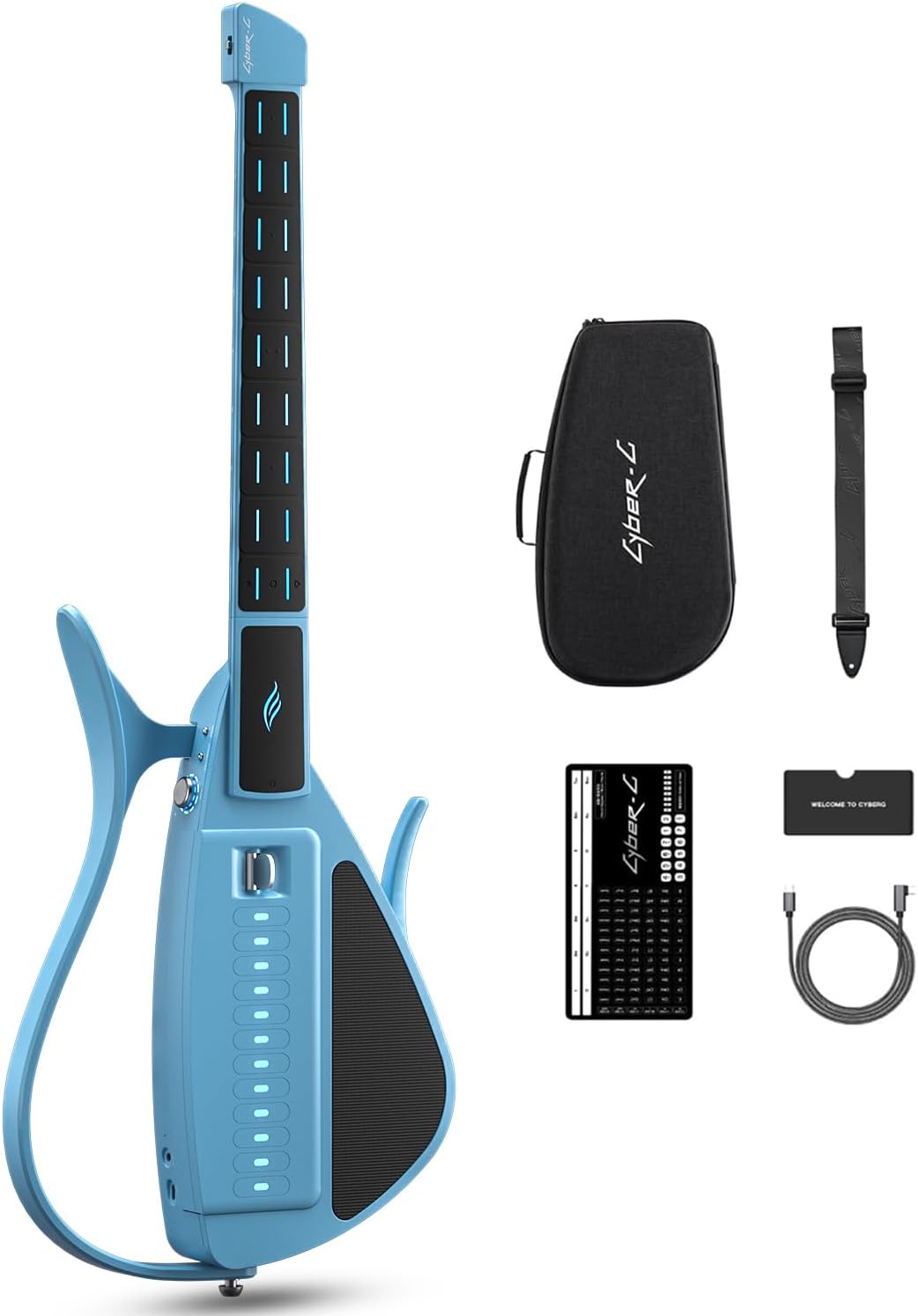 Enya CYBER-G Stringless Smart Guitar,Portable Foldable Travel Guitar with App-Controlled Chords,Hundreds of Instrument Sounds, Built-In Speaker & Drum Machine,Quick-Learn for Adults/Beginners
