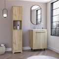 DEPOT E-SHOP 14' Hartford 2-Piece Bathroom Set with Linen Cabinet and Bathroom Vanity, Light Oak – Bathroom Vanity & Storage Suite for Master Bathrooms, Guest Baths & Small Bathrooms
