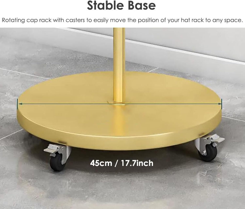 Hat Rack Stand Baseball Hat Holder Movable Hat Display Racks, Large Capacity Hat Holder, Metal Heavy Duty Storage Organizer for Baseball Caps/Cowboy Hats,White-Place 20 Hats
