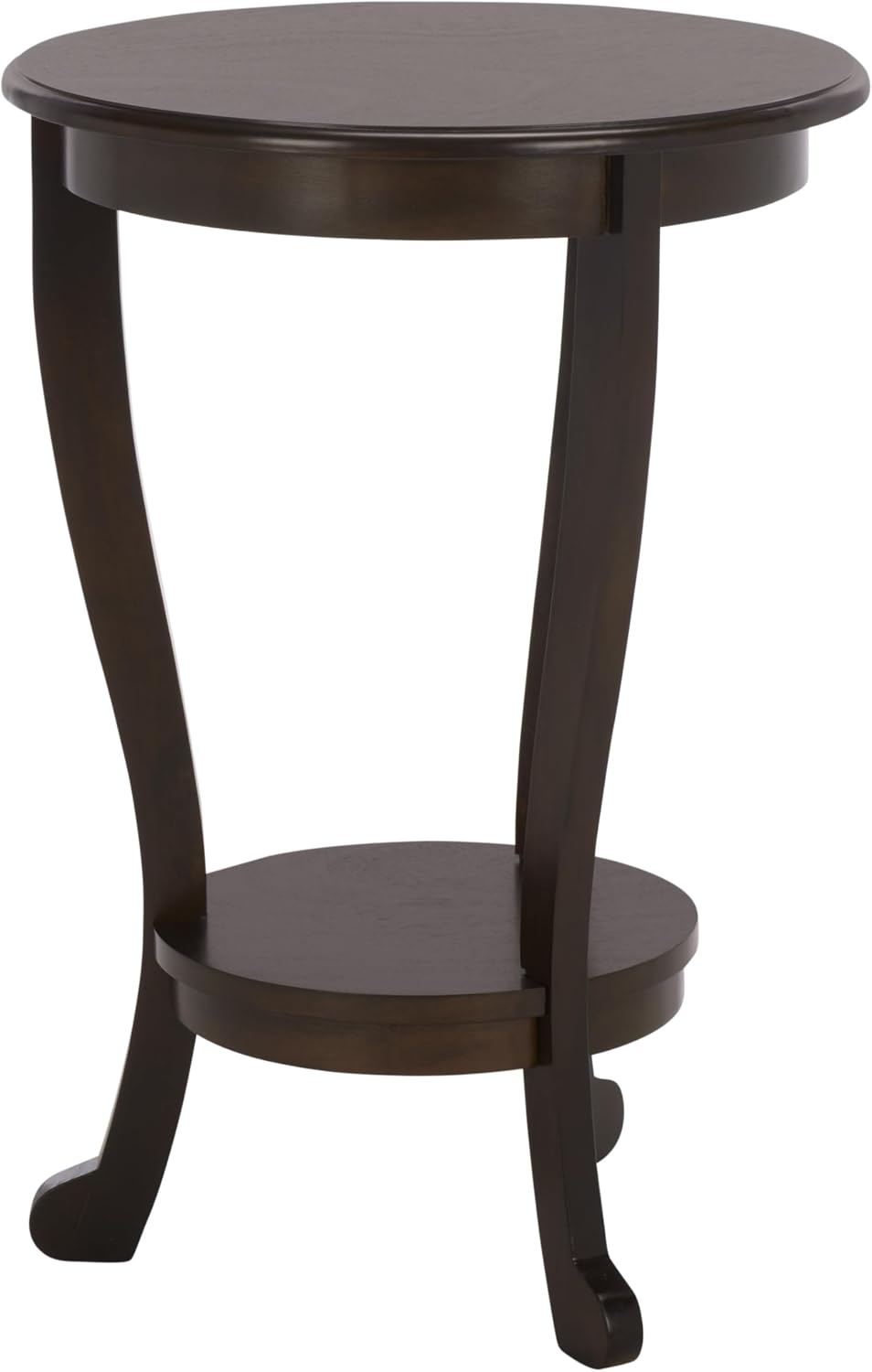 SAFAVIEH Furniture - Mary Pedestal Table - Dark Chocolate - Solid Wood - Farmhouse Pedestal Design - Ideal for Living Room, Entryway, Home Office, 18.1' W x 18.1' D x 26' H (AMH5711F)