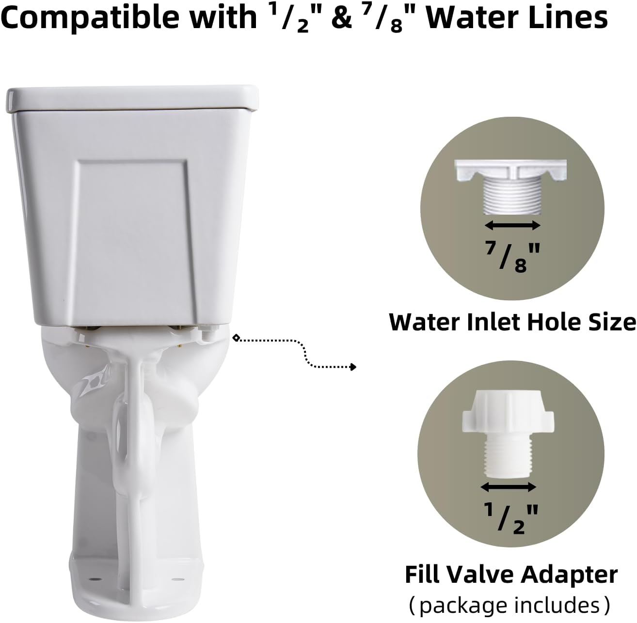Tall Toilets For Seniors 21 Inch, Los Flexi Comfort & High Toilet, Elongated Bowl and Soft-Close Seat, 1.28 GPF Extra Tall Handicap Toilet with Efficient Siphonic Flush & 12' Rough-In