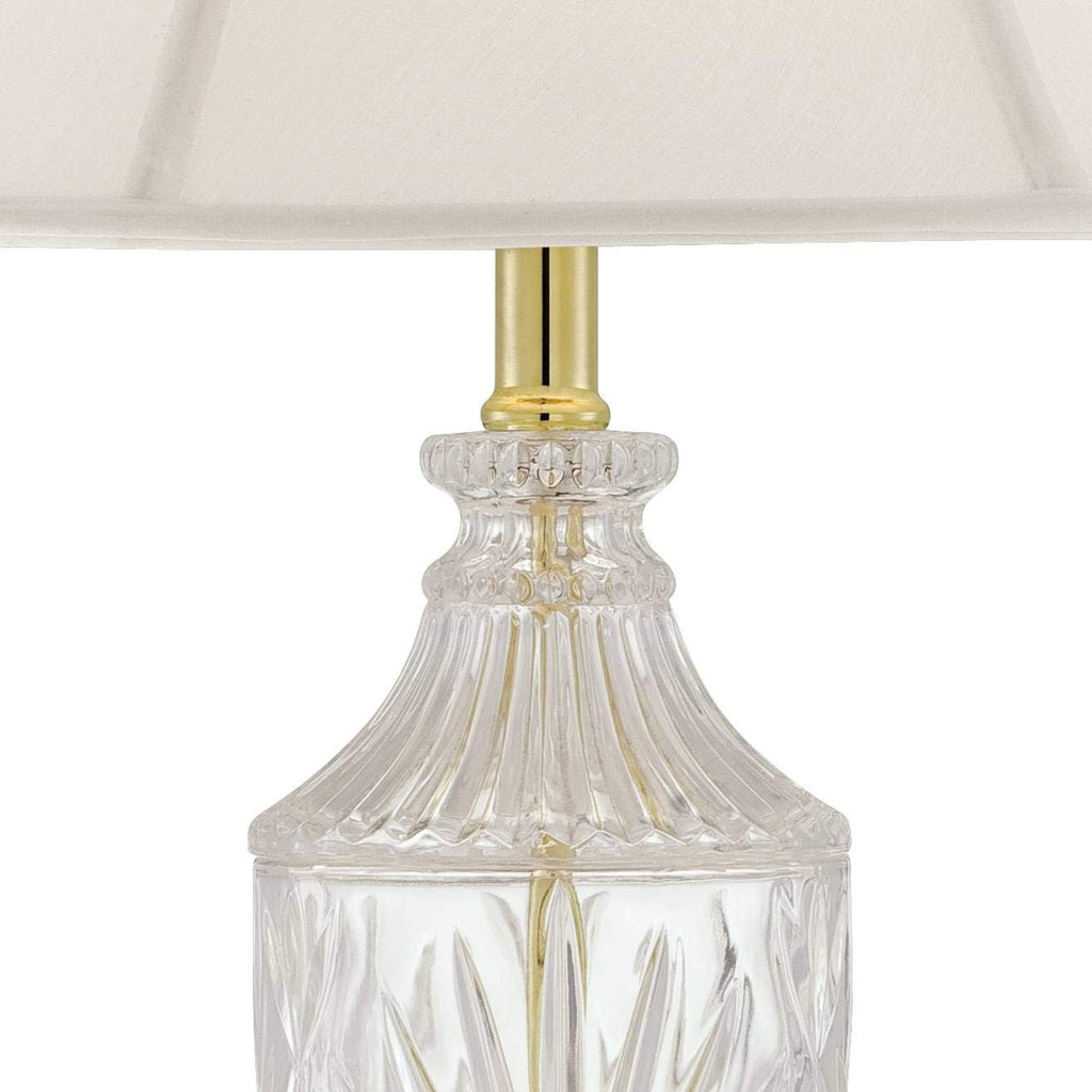 Regency Hill Traditional Style 3-Way Table Lamp with Table Top Dimmer 26.5' High Cut Glass Urn Brass Metal Cream Fabric Empire Shade Decor for Living Room Bedroom House Bedside Nightstand Home