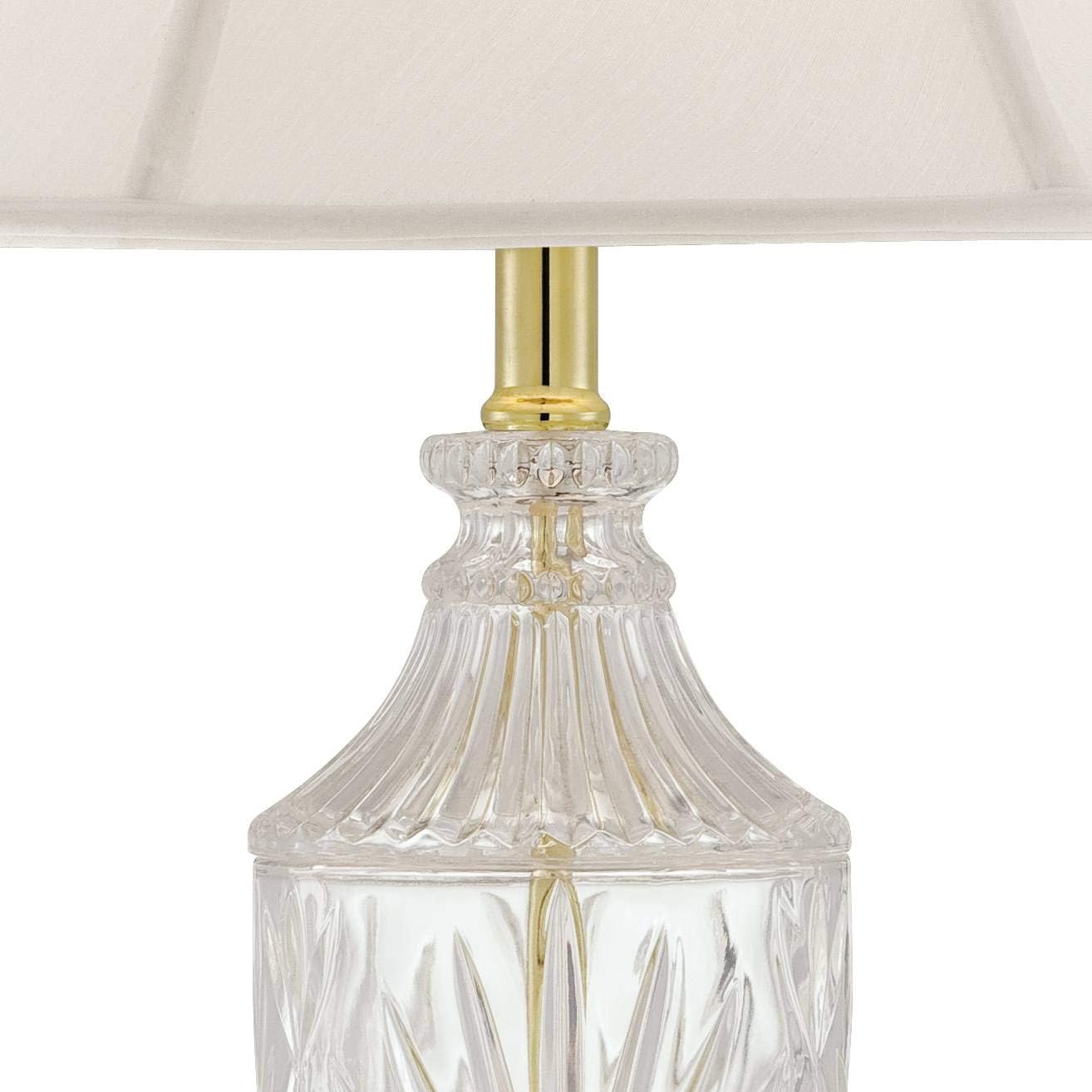 Regency Hill Traditional Style 3-Way Table Lamp with Table Top Dimmer 26.5' High Cut Glass Urn Brass Metal Cream Fabric Empire Shade Decor for Living Room Bedroom House Bedside Nightstand Home