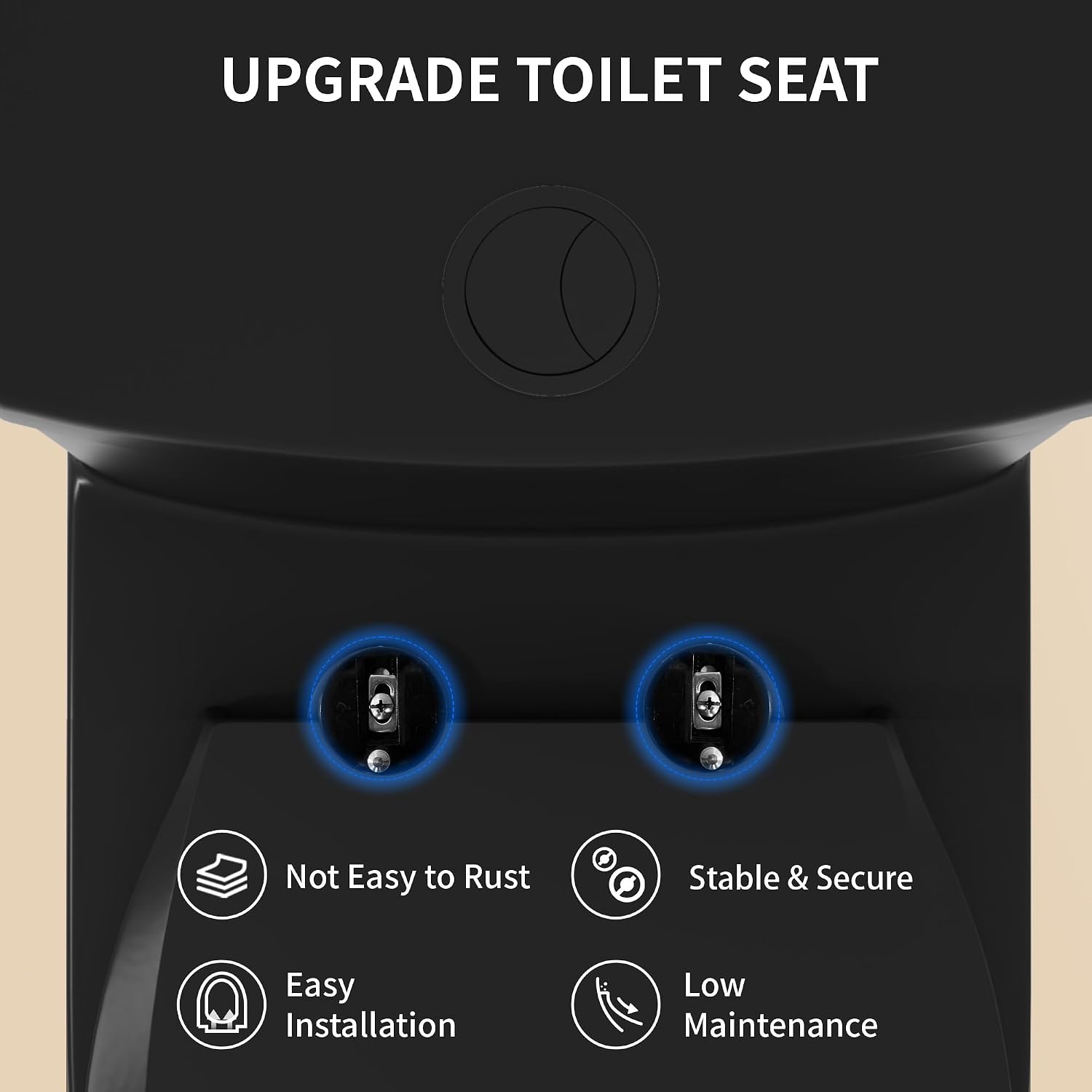 DeerValley Black One Piece Toilet with Efficient Dual Flush 1.1/1.6 GPF | Standard Height Toilet Bowl, Durable Ceramic, Slow Close Seat, Skirted Design 12' Rough-In Toilet for Bathroom DV-1F026B