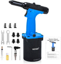 Pneumatic Rivet Gun Air Pop Riveter Tool Kit with 1/8', 5/32', 3/16', 1/4' Rivet Nozzles, Pneumatic Riveting Gun, Upgraded Air Riveter Hydraulic Pop Riveting Rivets Tool, No-Self-Suction
