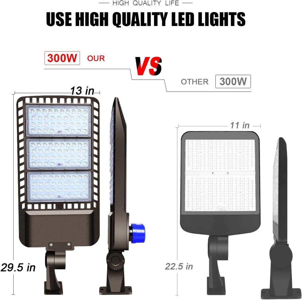 Juyace 2 Pack 300W LED Parking Lot Outdoor Wall Mount Light for Street | Dusk to Dawn,IP65 Waterproof,100-277V, Security Area lighting, Exterior Flood Commercial Outside lights
