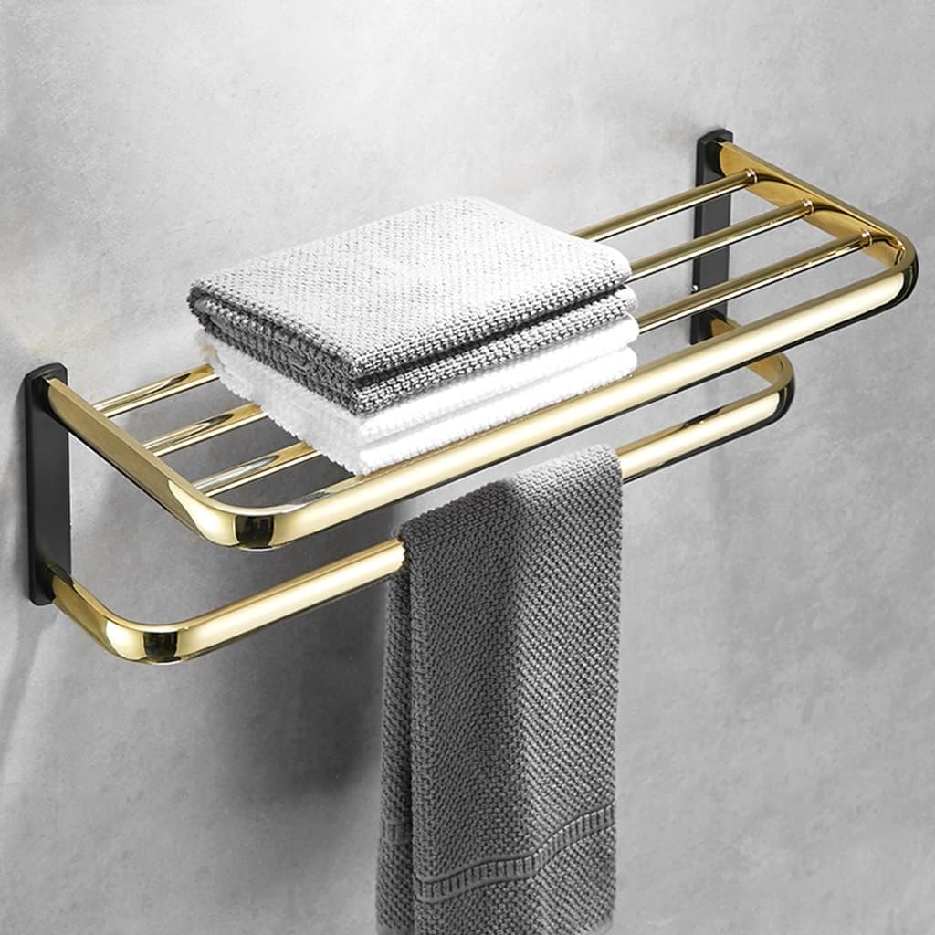 Towel Bars Bathroom Hardware Set, Black Gold Copper Towel Bar, Armrest, Tripod, Accessories Hardware(Single Rod 60cm)