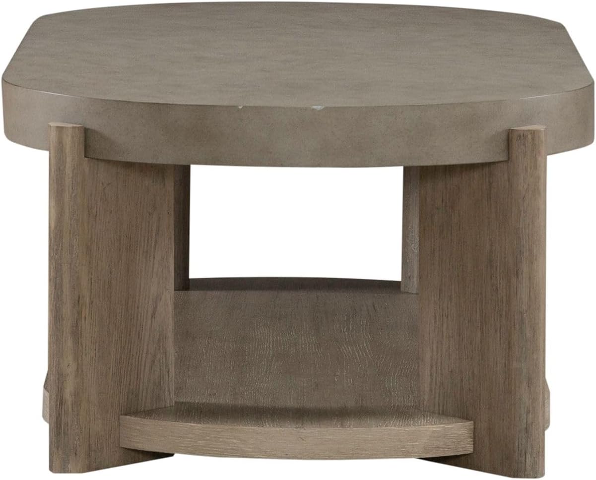 Liberty Furniture Affinity Opt 3 Piece Set - Oval Cocktail Table, 2 End Tables - Dusty Taupe Faux Concrete Tops