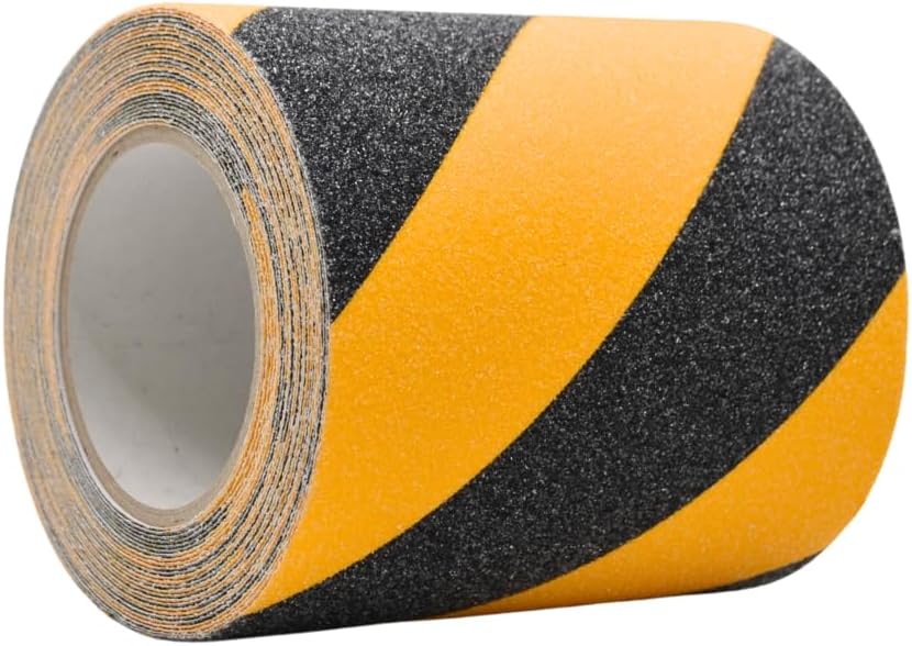 WOD Heavy Duty Anti Slip Tape Black and Yellow - 6 inch x 30 ft. Non Skid Treads Weather Proof Indoor/Outdoor Traction Tape for No Slip Stairs ASTC32