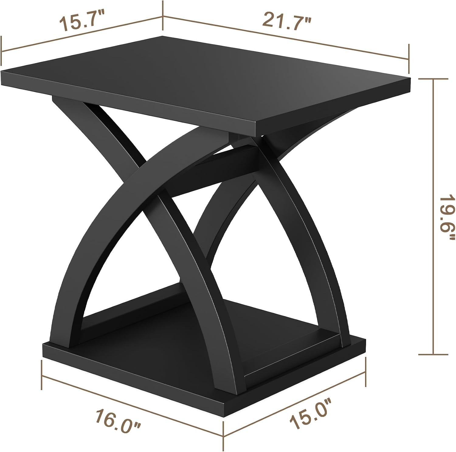ChooChoo End Side Table Set of 2, Modern End Table with Storage Shelf, X-Design Side Table Living Room