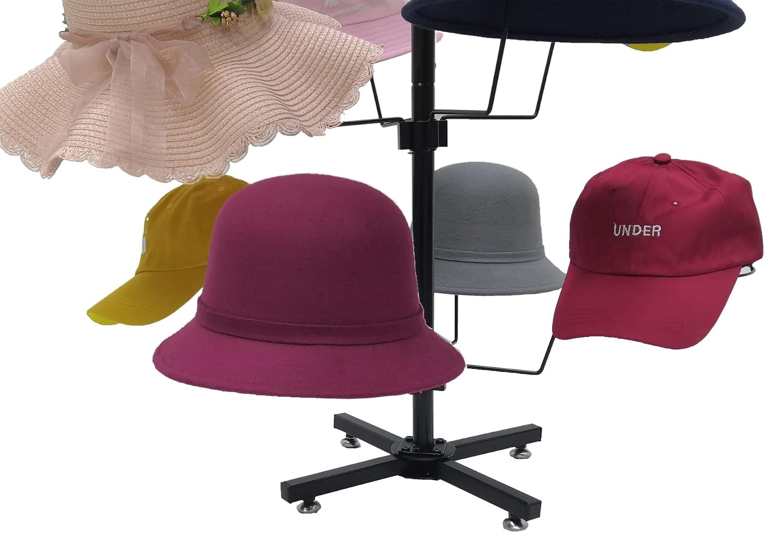 FixtureDisplays® Countertop Hat Rack Headwear Wig Cap Display Tabletop Stand 24x24x37' 3-Tier 12 Hats 10125-2D