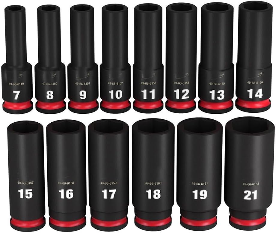 3/8 In Drive Impact Socket Set For Milwaukee Tool 49-66-7008, Metric, 14 Pc. Pcs