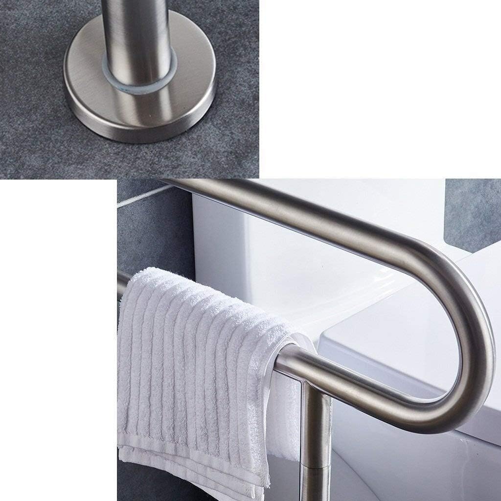 Toilet Frame Bathroom Toilet Grab Handles Grab Bars for Bathroom, 24-Inch Polished Chrome Stainless Steel Toilet Support Handrail with Leg Wall Mount