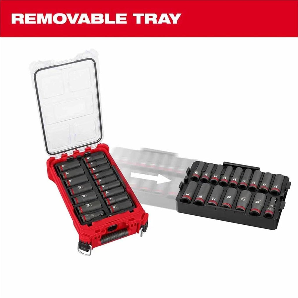 16 PC 49-66-6803 for Milwaukee 1/2'Drive Metric Deep Well Socket Set New