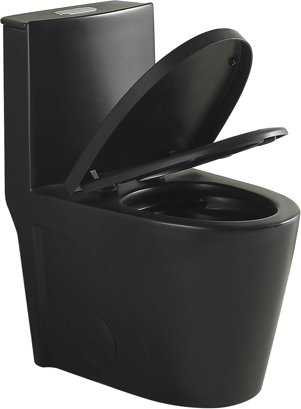 Dual Flush One Toilet, Water Saving Elongated Comfort Height Floor Mounted, Soft Close Seat, 1000 Gram Map Flushing SToilet, Matte Black GF 26T01 MB