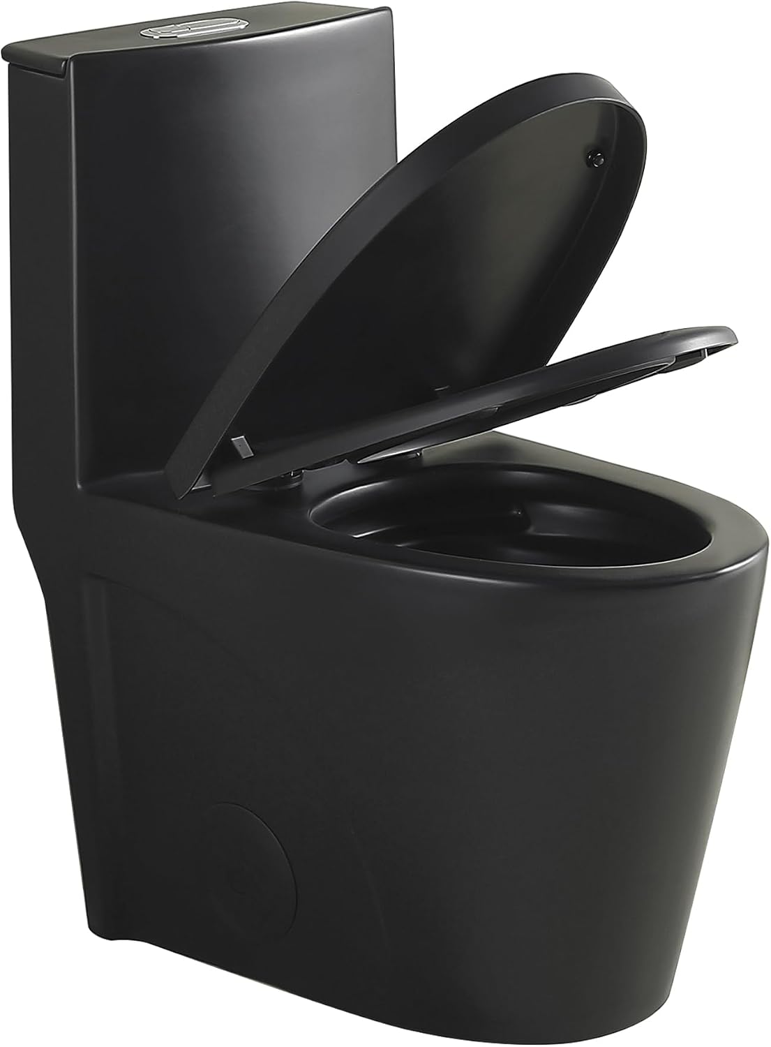Dual Flush One Toilet, Water Saving Elongated Comfort Height Floor Mounted, Soft Close Seat, 1000 Gram Map Flushing SToilet, Matte Black GF 26T01 MB