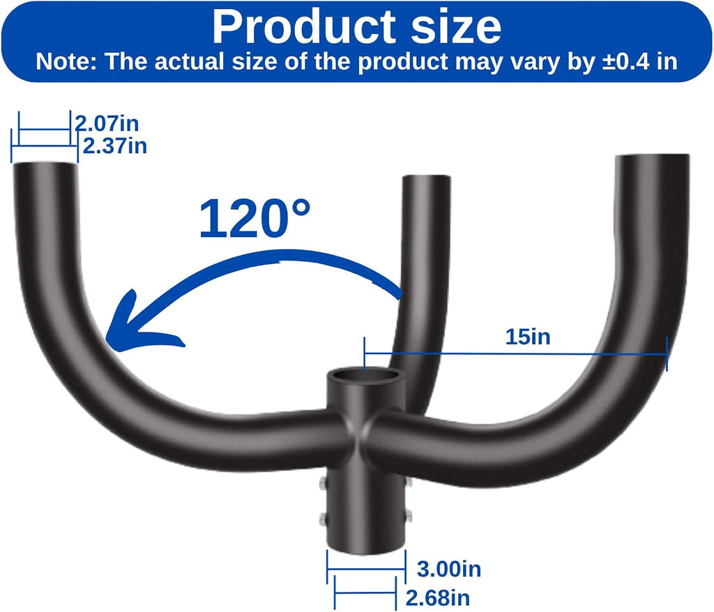 ledmo Round Triple 120° Bullhorn Tenon Adaptor Bracket for Three Fixtures, Heavy Duty 2-3/8' Parking Lot Light Mounting Bracket, Top Vertical Mounting Arm for Outdoor Street Pole Light
