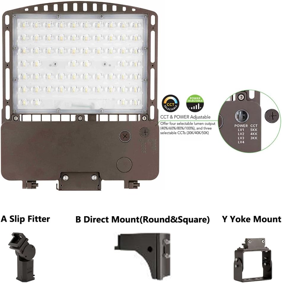 Parking Lot Light Watt & CCT Tunable 140W/120W/90W/60W 3000K/4000K/5000K, UL Listed, 120-277V 21000LM Industrial Grade, Commercial Outdoor LED Shoebox Area Lighting, Direct Arm Mount
