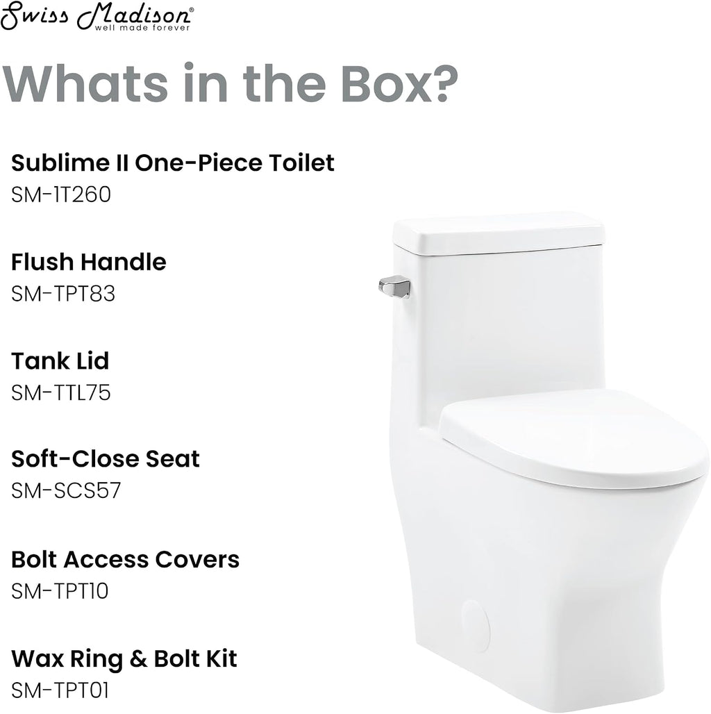 Sublime II One-Piece 12' Rough-in 1.28 GPF Left Flush Round Compact Toilet in Glossy White