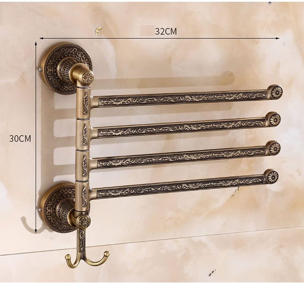 ZHOUXIAO Luxury Swing Out Towel Bar Black Gold Finish/Towel Racks for Bathroom or Kitchen, Metal Towel Bar Folding Arm Swivel Hanger Bathroom Storage Organizer Wall Mounted 4Bars