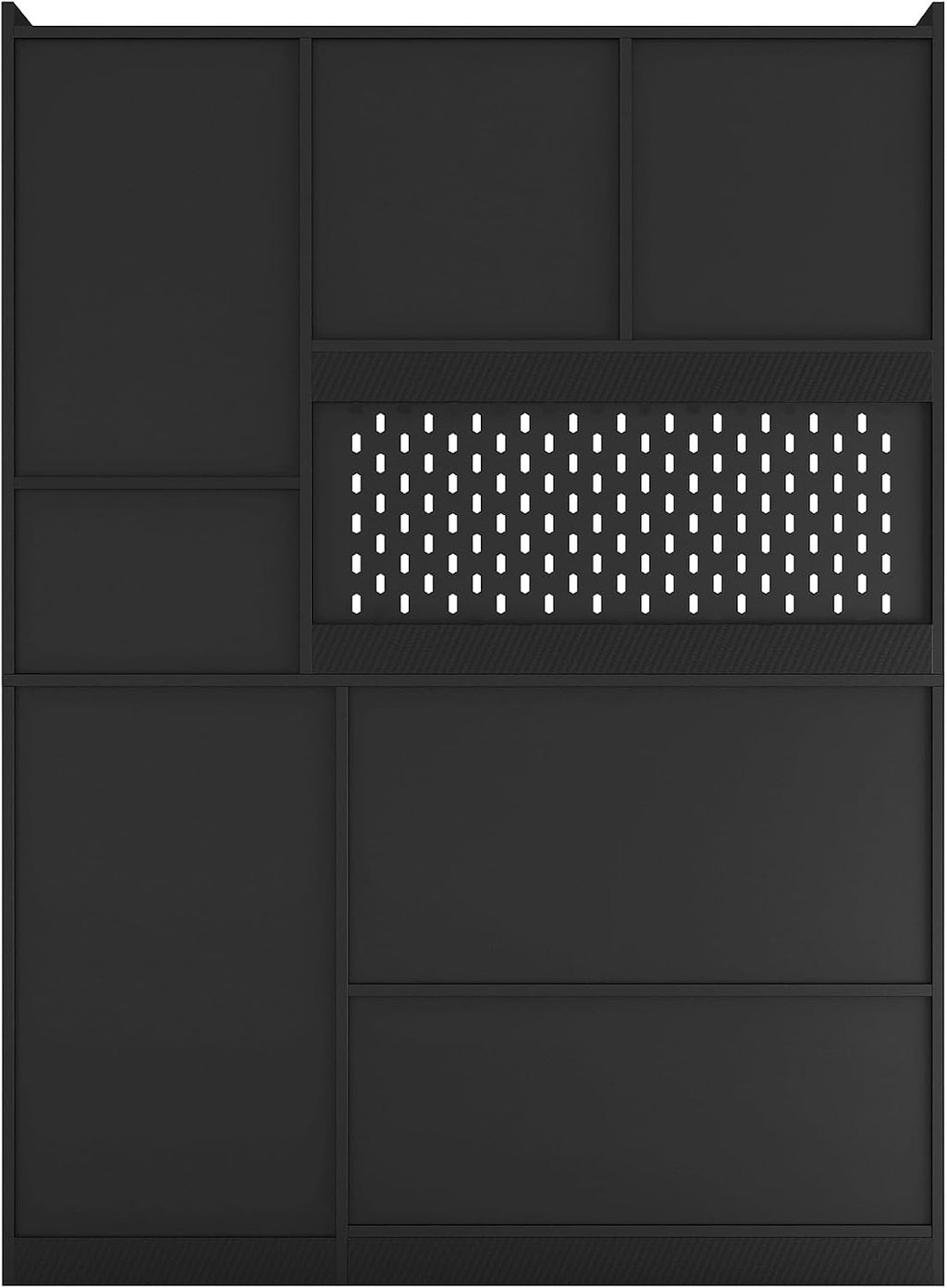 L Shaped Desk, Home Office Corner Desk with Hutch & Drawers and Bookshelf, Modern Study Table Writing Desk with LED Light, Gaming Computer Desk with Storage (Black-48)