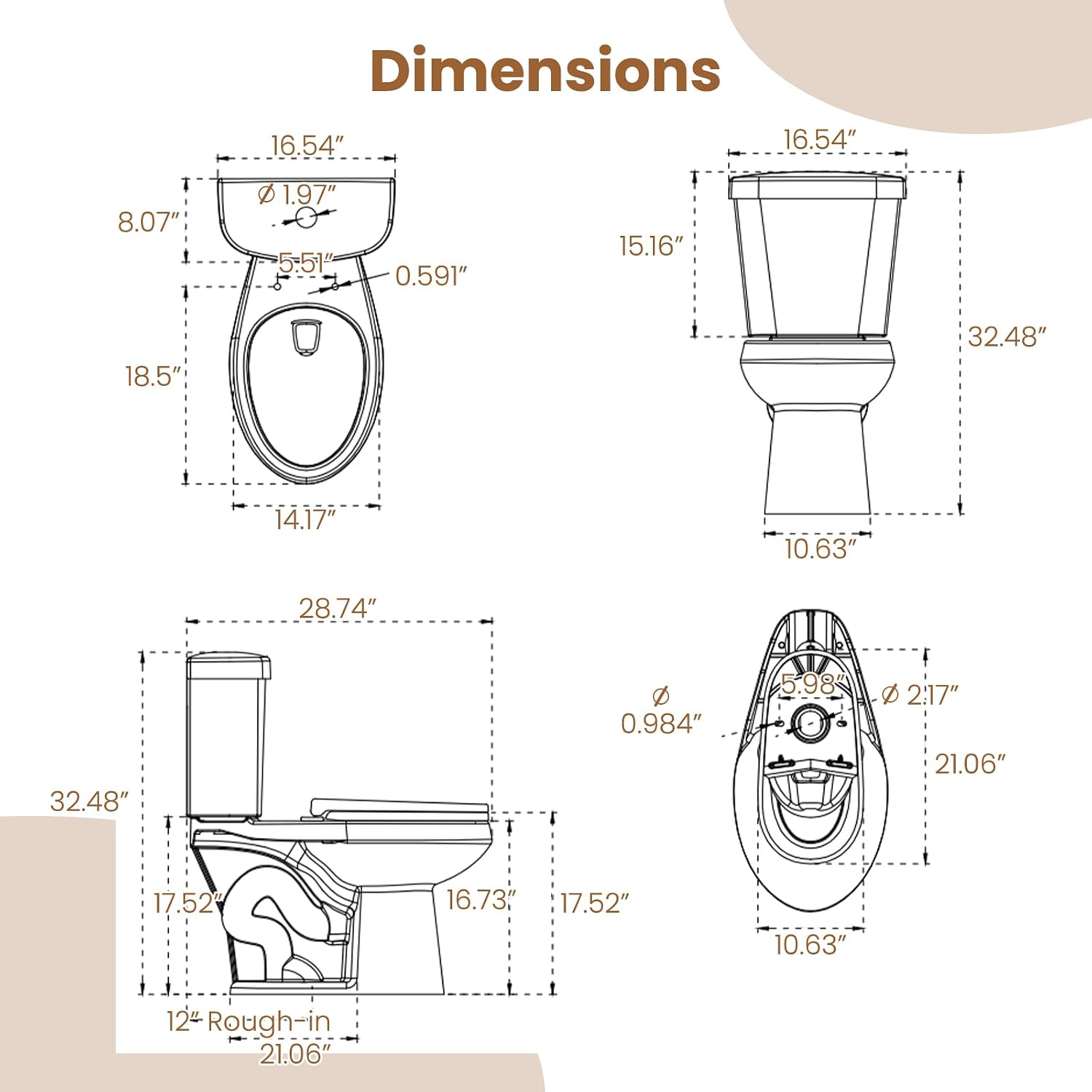 Giantex Two-Piece Elongated Toilet with 17.5' ADA Comfort Height Seat, Powerful Dual Flush 1.1/1.28 GPF, MAP 1000g, Soft Close Seat & 12' Rough-In, Water Sense, cUPC and CEC Approved, Load 880Lbs