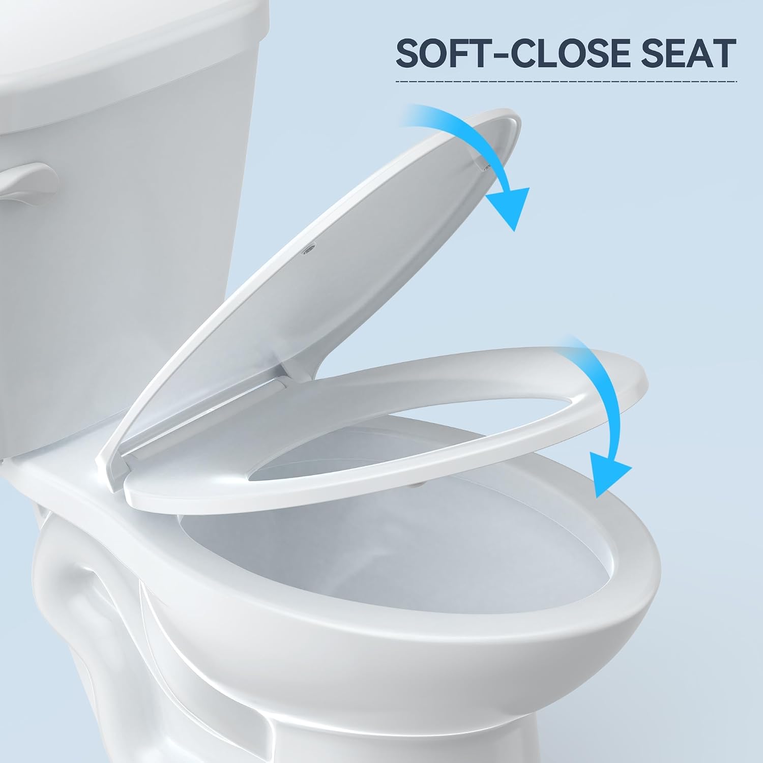 Two Piece Toilet, ADA Height, Elongated Toilet Seat, 1.28 GPF Water Efficient, Side Push Handle, CUPC Certified, Modern Bathroom Toilet