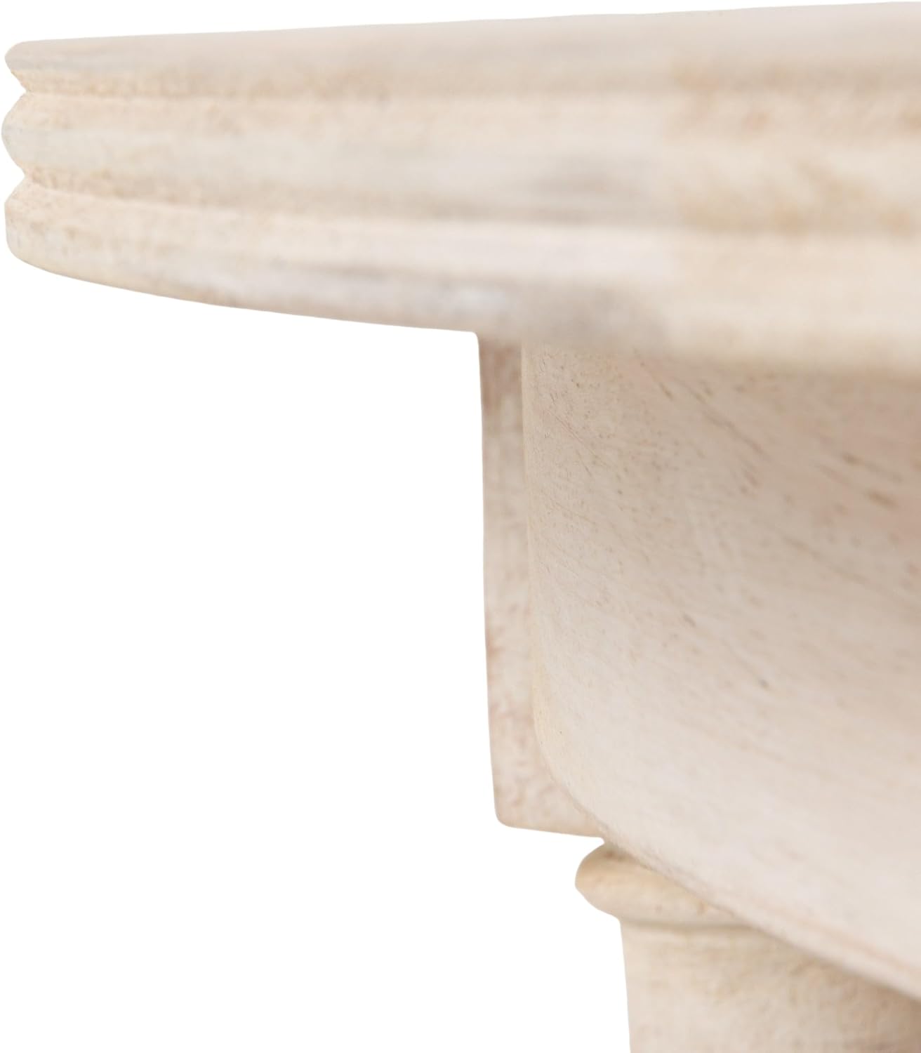 Creative Co-Op Round Solid Wood End Table with 2 Woven Cane Shelves, Distressed White