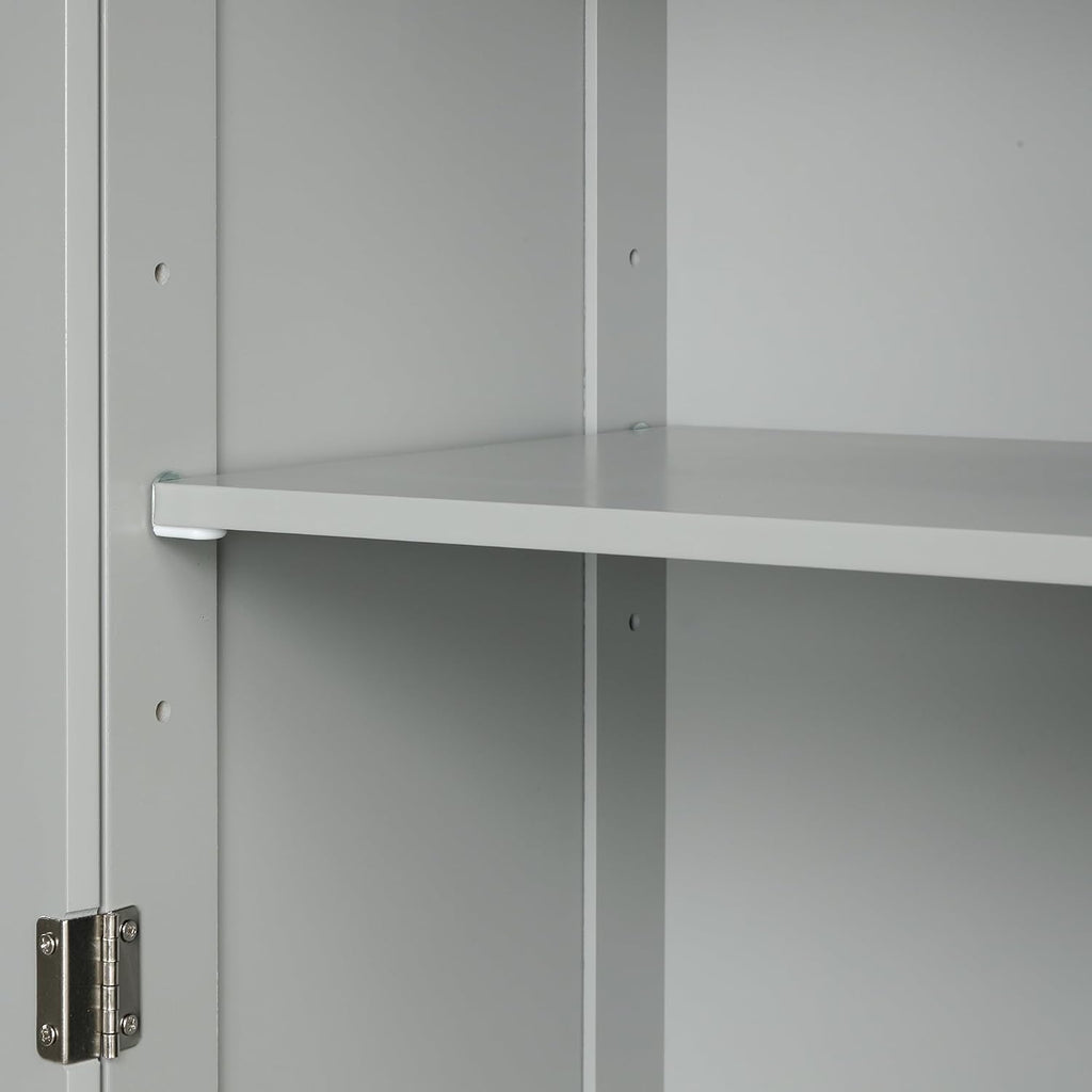 Bathroom Storage Cabinet with Adjustable Shelf, 68.4 in Tall | MDF, painted finish, adjustable shelf, enclosed storage, acrylic handles, anti-tip kit, bathroom, 20 W x 13.5 D x 68.4 H in