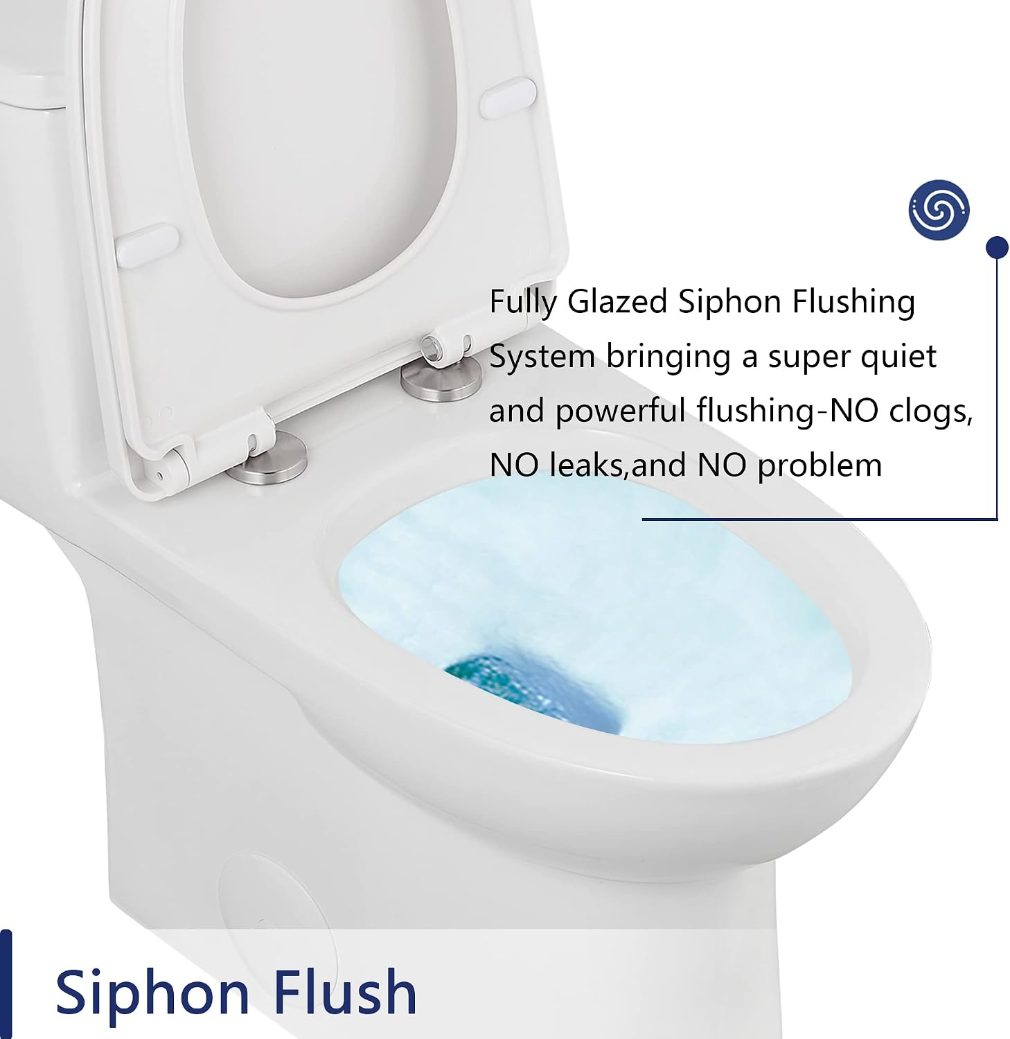 One Piece Toilet, DeerValley DV-1F52677A ADA Height 17', Dual-Flush 0.8/1.28 GPF, 12' Rough In, Elongated Soft Closing Seat Included, High Efficiency White Toilet