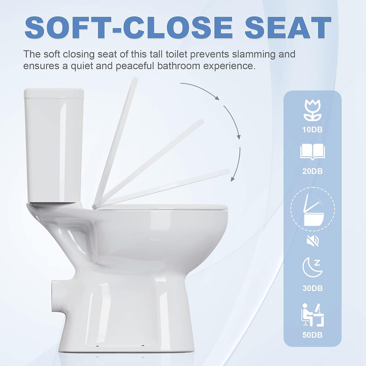 Simple Project 19' Rear Outlet Extra Tall Toilets, Two Piece Comfortable High Toilets For Seniors, White Tall Toilet With Dual Flush 0.8/1.28 GPF & Soft Closing Seat