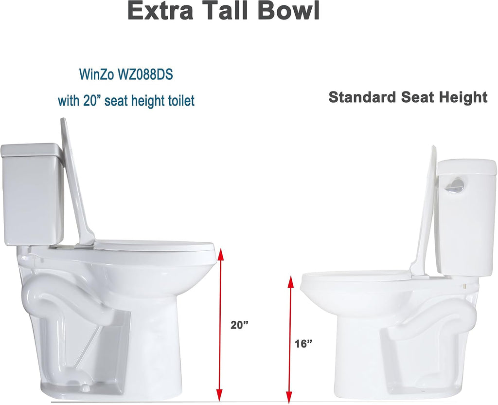 WinZo WZ5088DS 10' Rough-in Toilet Two Piece 20-inch Extra Tall Dual Flush Elongated for Seniors Elderly Tall Disabled Person,White