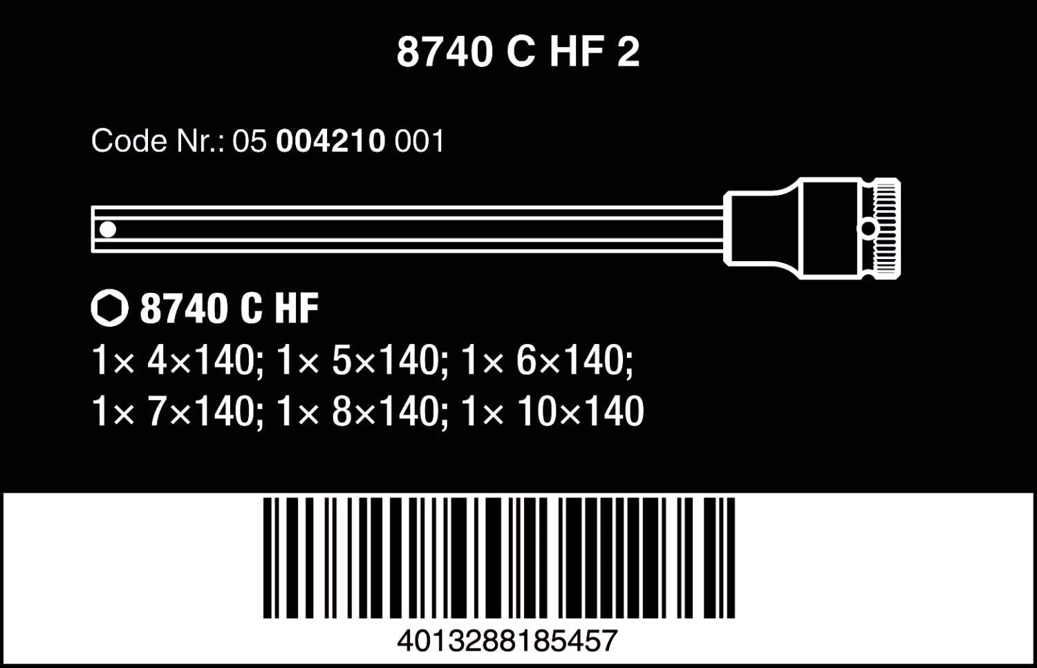 Wera 05004210001 8740 C HF 2 Zyklop bit socket set with 1/2' drive, with holding function, 6 pieces