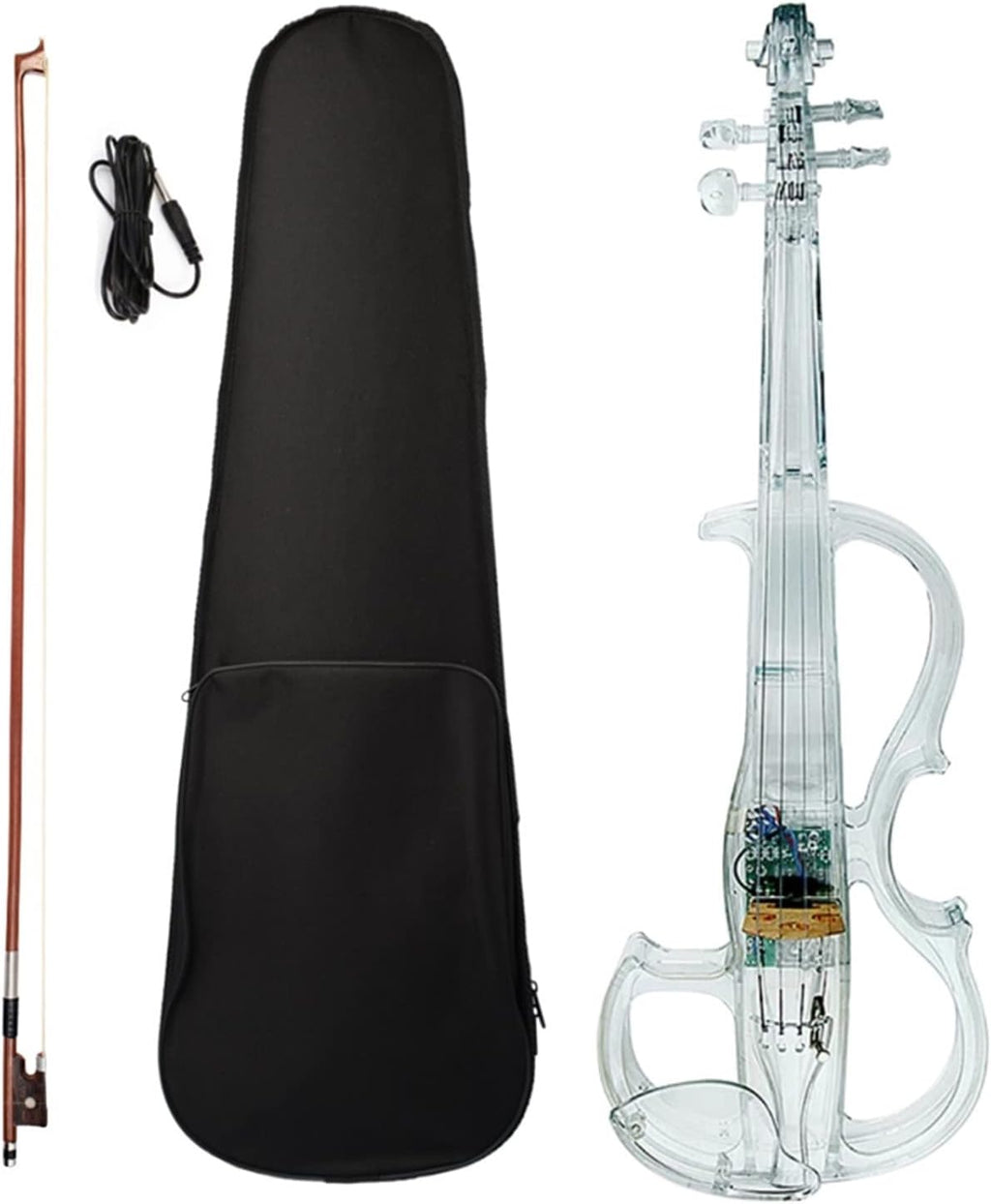TSTS 4/4 Electric Violin Transparent Acrylic Body with Light Performance Type Violin Musical Instrument Adults Violins (Color : 01)