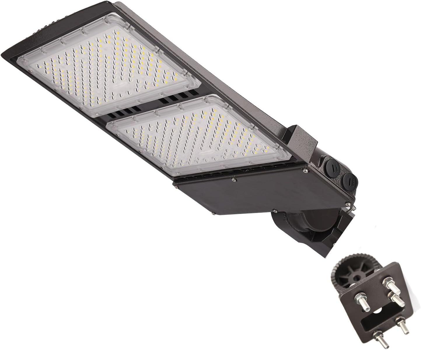 Power Switchable 200W 240W 300W LED Shoebox Light 3000K 4000K 5000K CCT Adjustable Outdoor Commercial Parking Lot Street Yard Area Lighting Fixtures 110-277V (FM Bracket for Wall Mount)