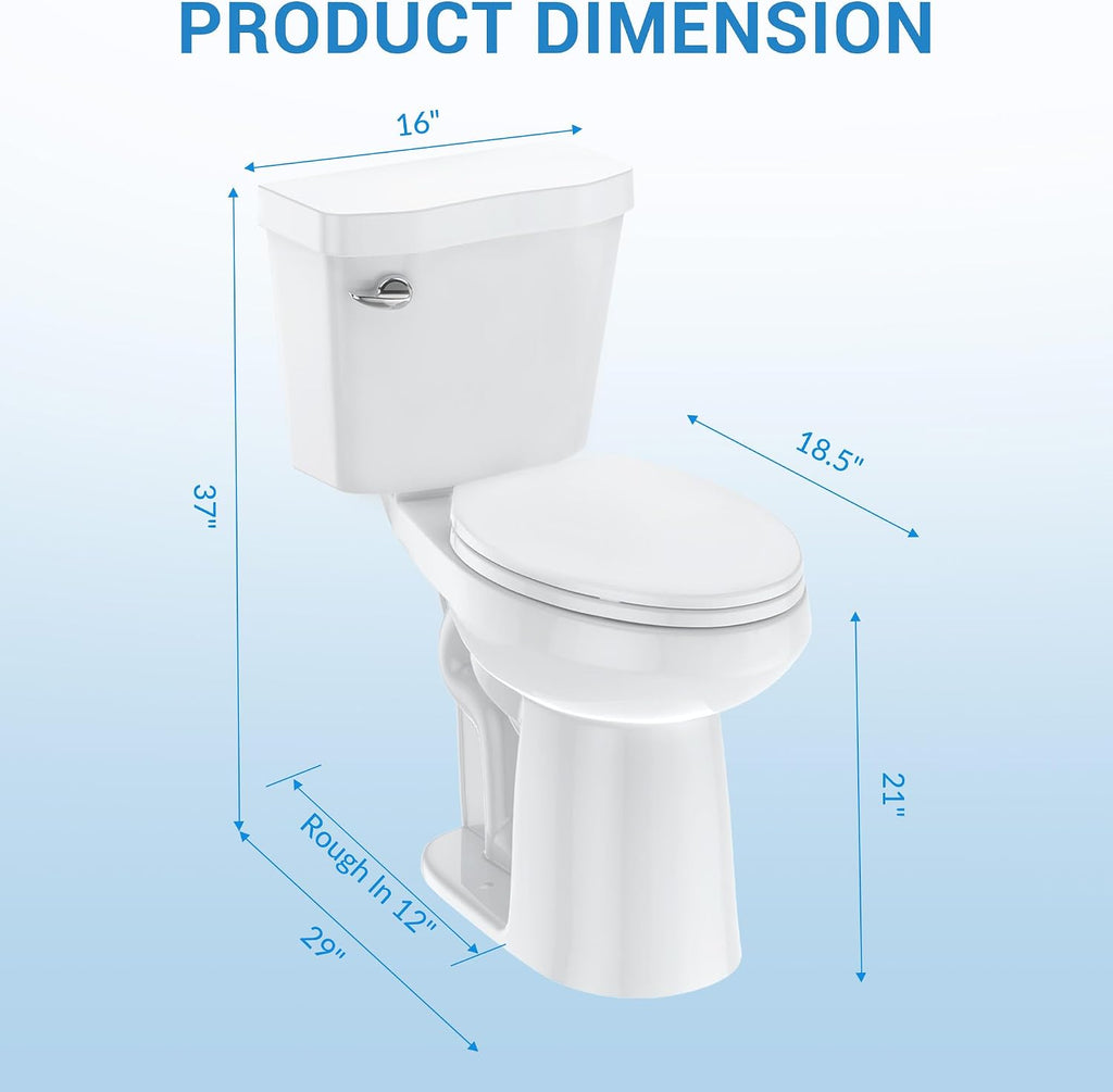 Two-Piece Toilets for Bathrooms, Extra Tall Toilet with 21' Height, Elongated with Soft Close Seat, Power Flush 1.28 GPF