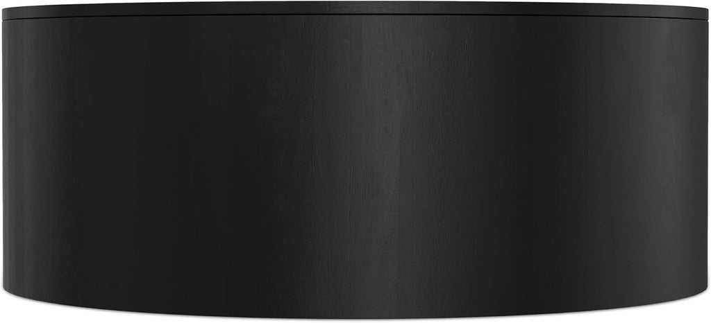 SIMPLIHOME Millbury Drum Coffee Table - 36 inch Wide Solid Mango Wood Round Living Room Table in Black, Contemporary Cocktail Table for Family Room or Lounge with Large Surface, Assembled