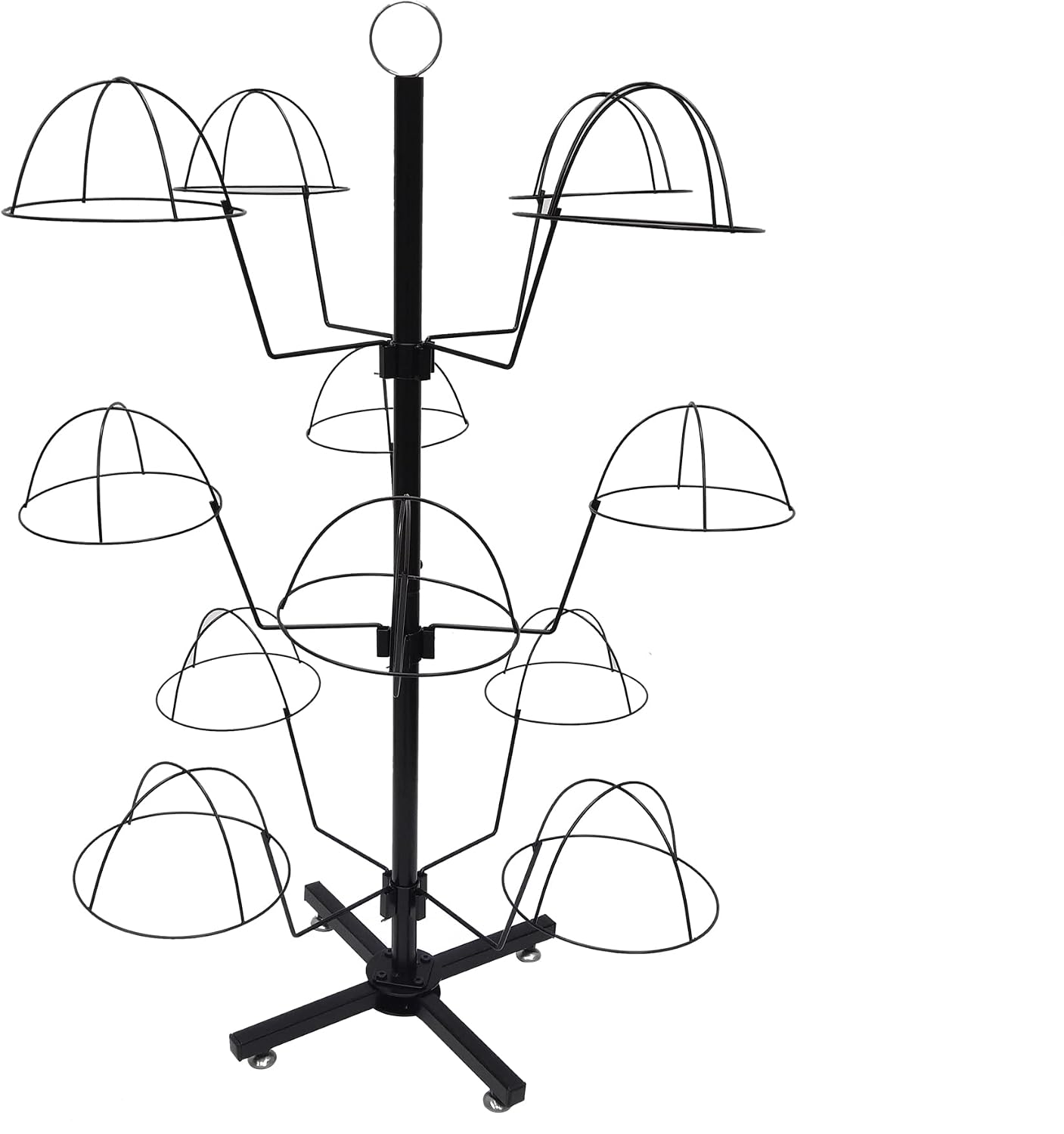 FixtureDisplays® Countertop Hat Rack Headwear Wig Cap Display Tabletop Stand 24x24x37' 3-Tier 12 Hats 10125-2D