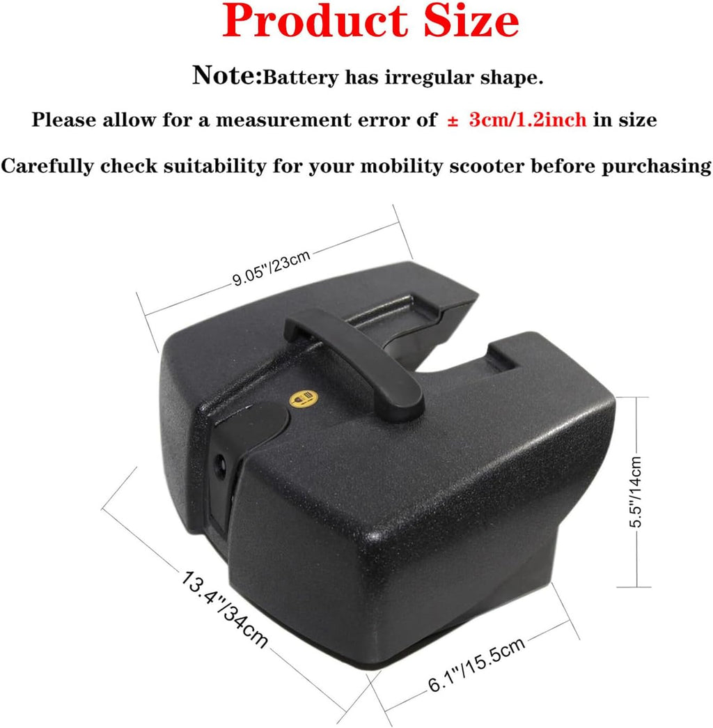 24V Battery Case for Vive/Elifecenter W3431 MS31 Series Mobility Scooters with 2PCS 12V 12AH Lead Acid Batteries, Factory Original Replacement