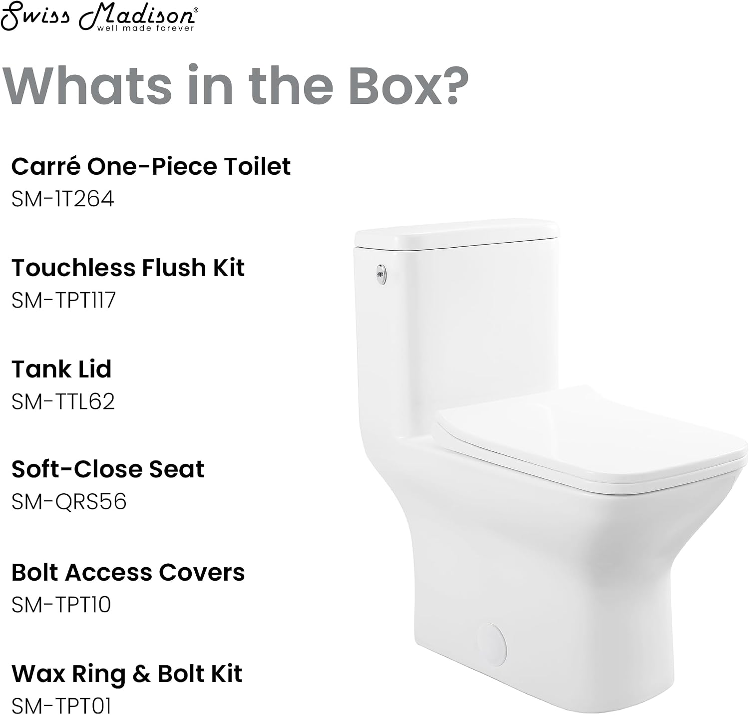 Carre One-Piece Square Toilet Dual-Flush 1.1/1.6 gpf, Touchless