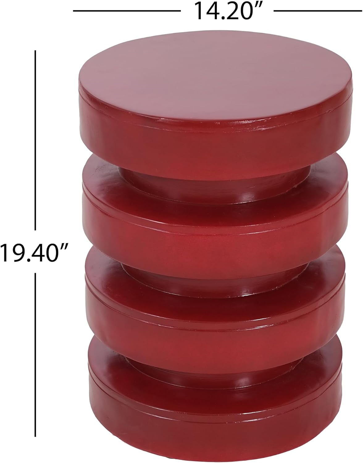 Merax MGO Round Side Table for Indoor Outdoor, Modern Sofa End Table, Small Coffee Tables for Living Room, Bedroom, Night Stand Bedside Table, No Assembly Required, Red