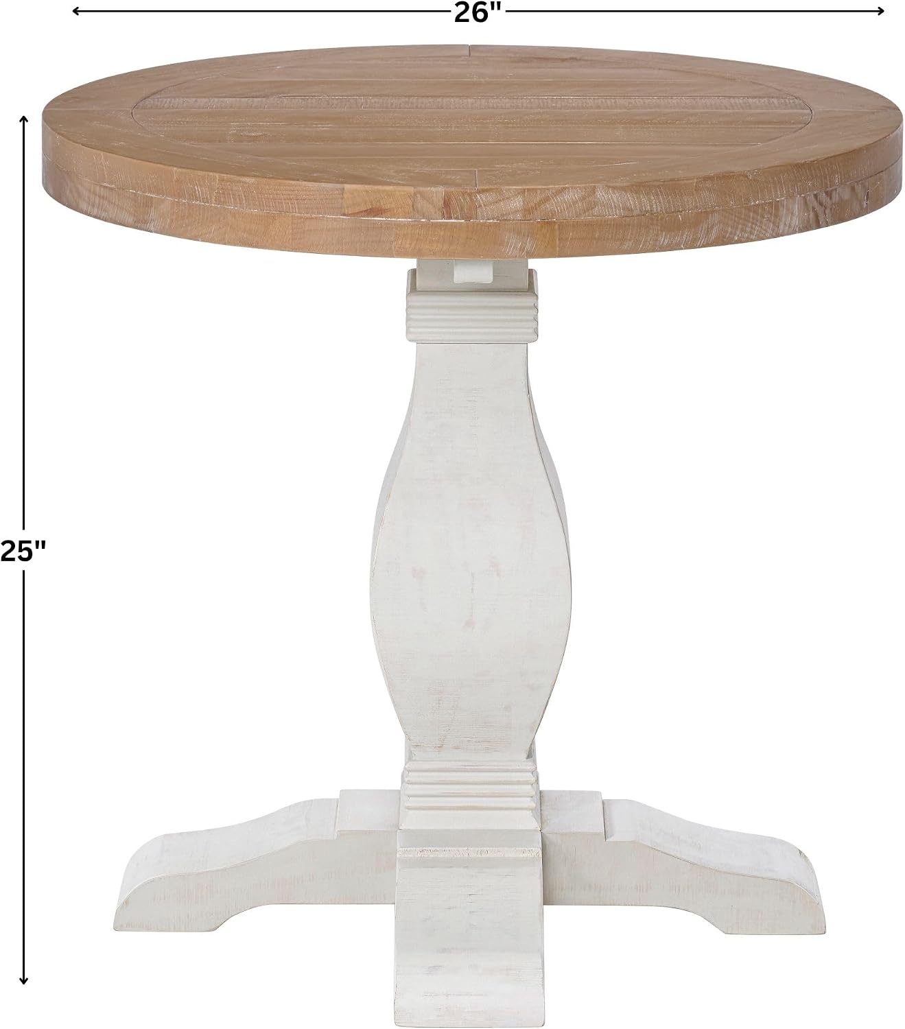 Martin Svensson Home Napa Solid Wood Pedestal End Table, White and Driftwood