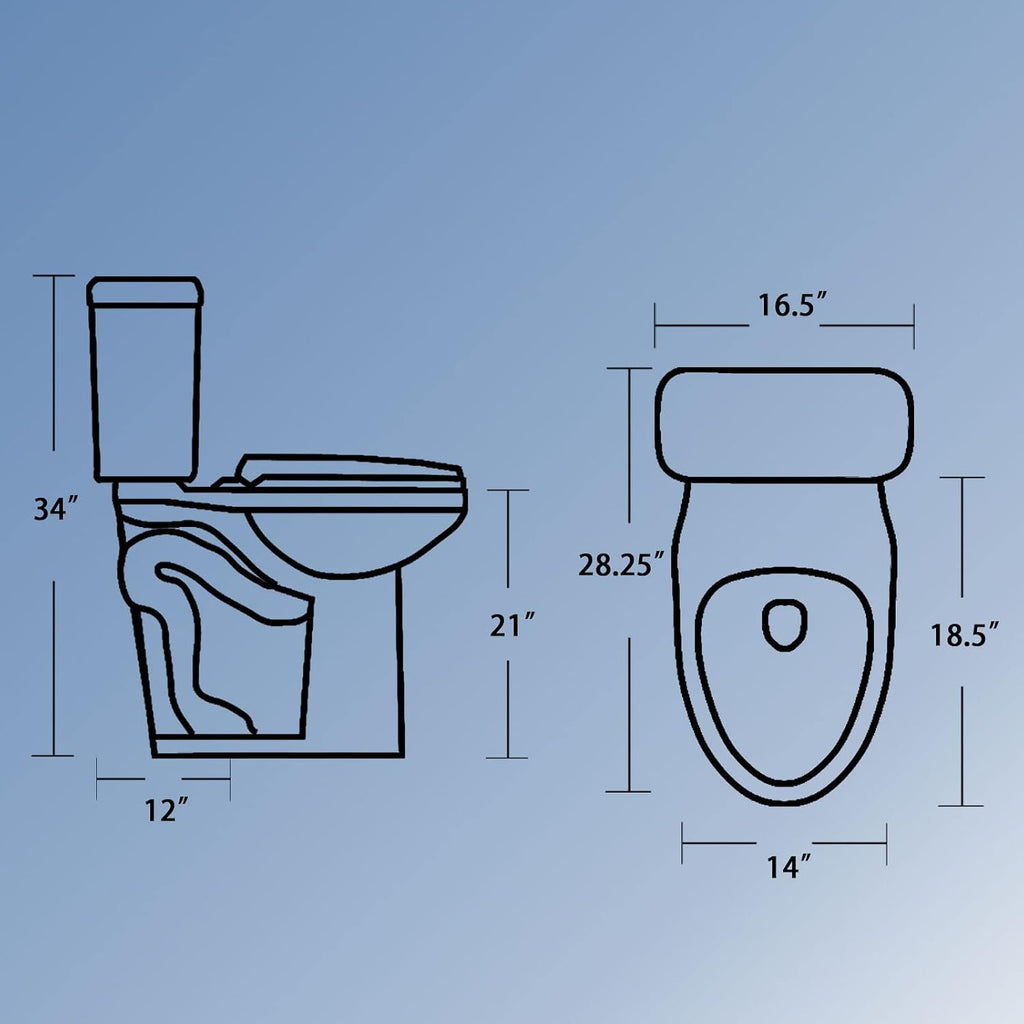 Simple Project 21' Elongated Tall Toilet | Two-piece High Toilets With Standard 12-in Rough-in | Single Flush High Toilets For Seniors, Disabled & Tall Person