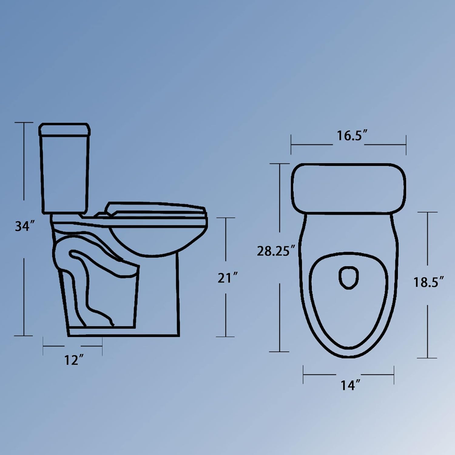 Simple Project 21' Elongated Tall Toilet | Two-piece High Toilets With Standard 12-in Rough-in | Single Flush High Toilets For Seniors, Disabled & Tall Person