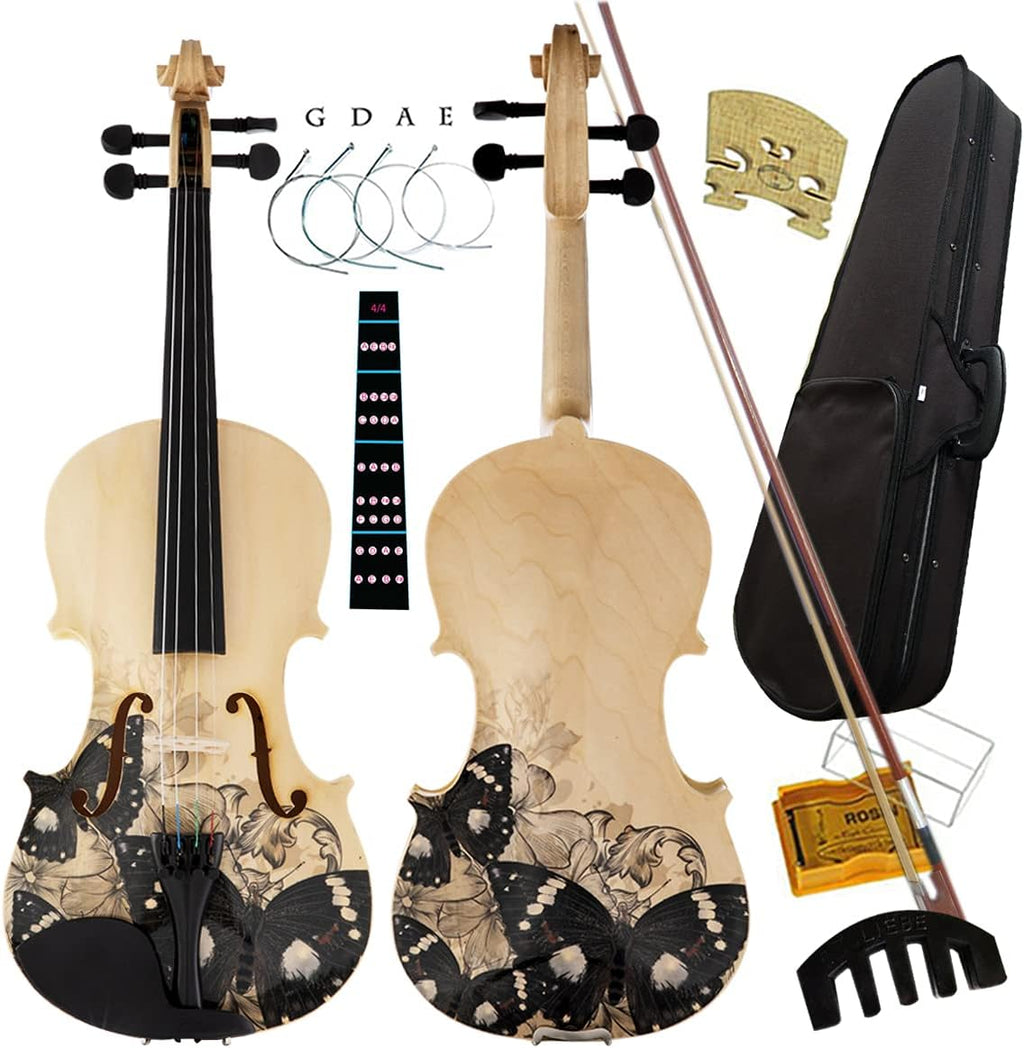 Aliyes Distinctive Artistic Violin Set Designed for Beginners/Students/adults with Hard Case,Bow,Extra Strings (4/4/Full-size)