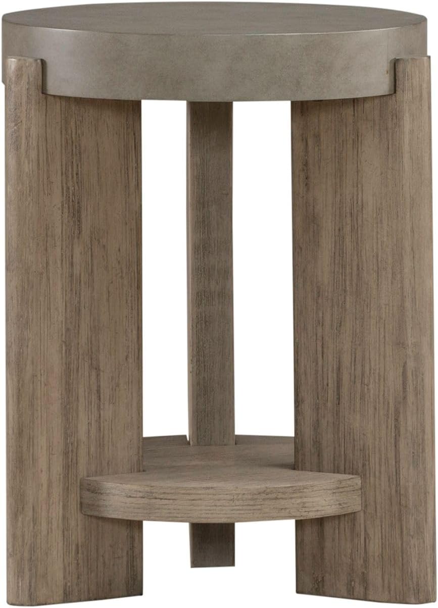 Liberty Furniture Affinity Chairside Table for Living Room - Dusty Taupe Faux Concrete Tops